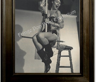 Gil Elvgren Pin Up Girl Art Print 8 x 10 - Painting Reference Photo - Female Firefighter - Pinup