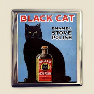 Black Cat Cigarette Case Business Card ID Holder Wallet Vintage Ad Retro Advertisement