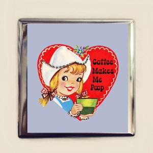 Coffee Makes Me Poop Zigaretten Etui Visitenkarte Ausweis Halter Brieftasche Lustig Retro