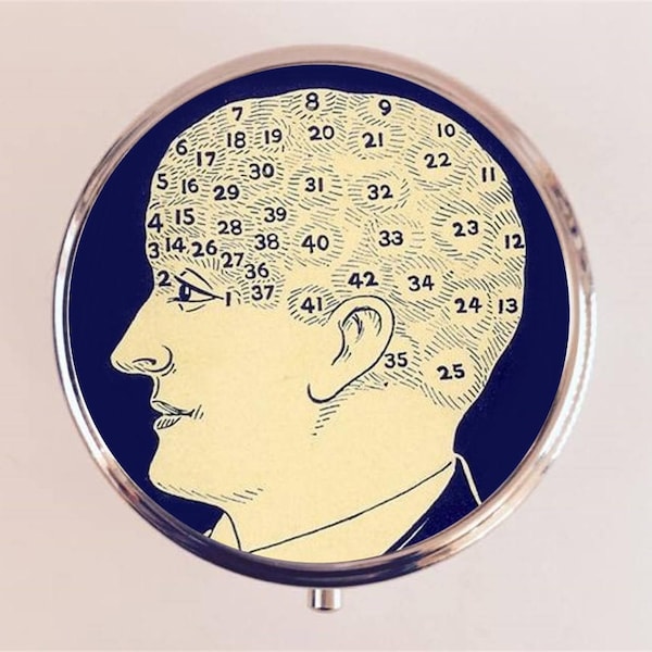 Phrenology Pill Box Case Pillbox Holder Trinket Medical Oddity Quackery Psychology