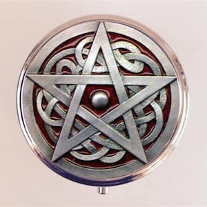 Wicca Pentacle Pill Box Case Pillbox Holder Trinket Wiccan Witchcraft Occult