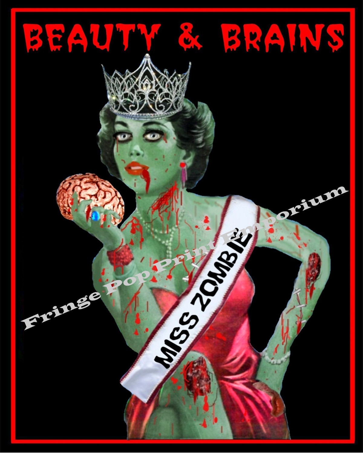 Zombie Queen Miss Zombie Art Print 8 X 10 - Beauty Pageant Beauty