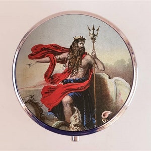 Neptune Pill Box Case Pillbox Holder Trinket God of Water and Sea Zodiac