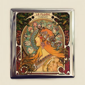 Alphonse Mucha Zodiac Cigarette Case Business Card ID Holder Art Nouveau Art Deco Art Flapper Edwardian Boho Bohemian Astrology