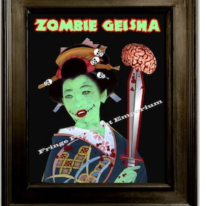 Zombie Geisha Japanese Art Print 8 x 10 - Pop Surrealism Psychobilly Goth Horror