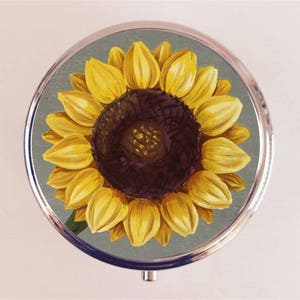 Sunflower Pill Box Case Pillbox Holder Trinket Sun Flower Flowers Floral