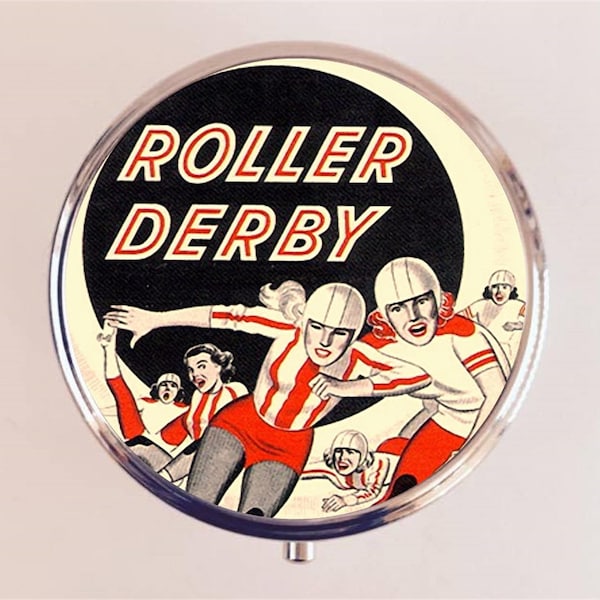 Roller Derby Pill Box Case Pillbox Holder Trinket Derby Girl Jammer