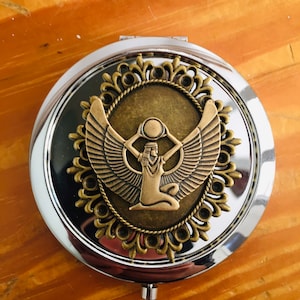 Egyptian Goddess Compact Mirror - Art Nouveau Deco Style - Make Up - Cosmetics - Pocket Mirror