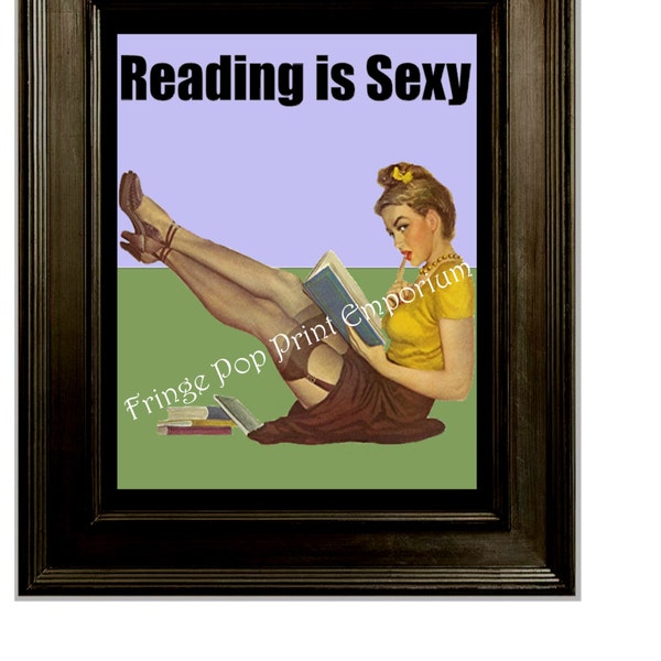 Reading is Sexy Art Print 8 x 10 - Pinup Nerd - Pin Up - Books - Bibliophile - Nerd - Geek - Pinup