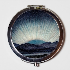 Northern Lights Compact Mirror - Celestial Astronomy Stars Art - Make Up Pocket Mirror for Cosmetics