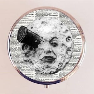 Trip to the Moon Pill Box Case Pillbox Holder Trinket Silent Film Man in the Moon
