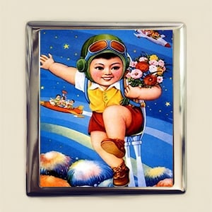 Asian Space Boy Cigarette Case Business Card ID Holder Wallet Japan Japanese Kitsch Kawaii