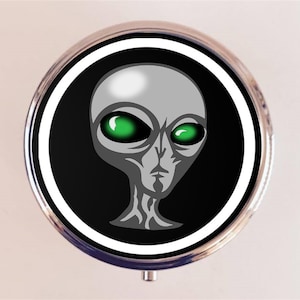 Alien Pill Box Case Pillbox Holder Trinket Extraterrestrial UFO Aliens I Want to Believe