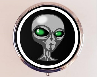 Alien Pill Box Case Pillbox Holder Trinket Extraterrestrial UFO Aliens I Want to Believe