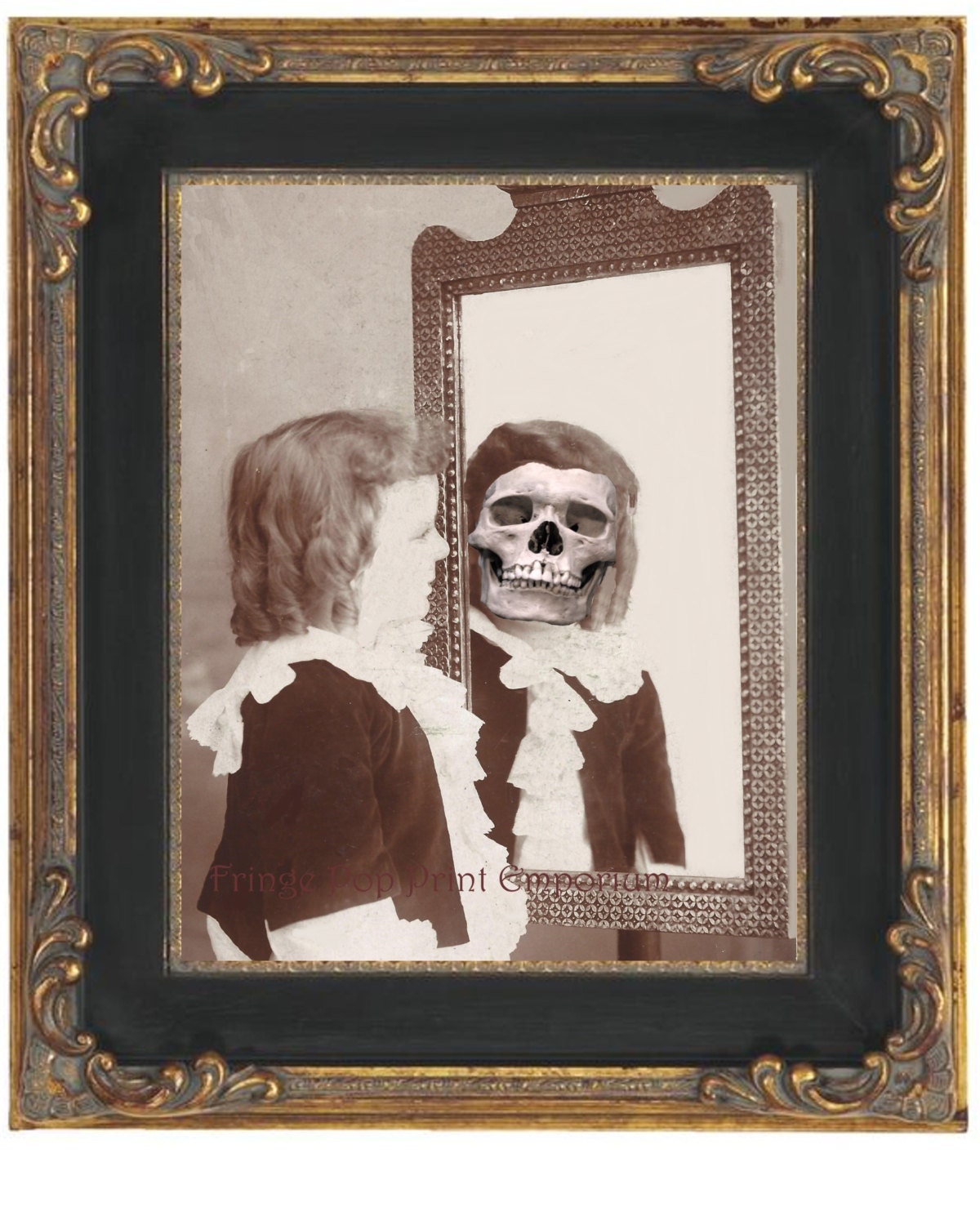 Victorian Skull Face Art Print 8 X 10 - Memento Mori - Mortality