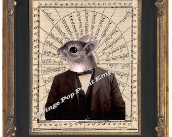 Victorian Steampunk Squirrel Man Art Print 8 x 10 - The Gentleman Mr. Squirrel