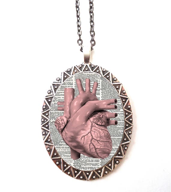 Anatomical Heart Necklace Pendant Silver Tone Anatomy | Etsy