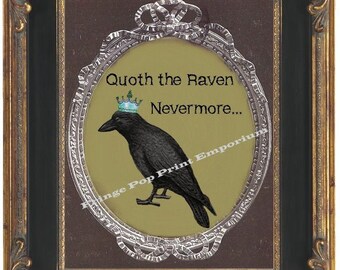 Edgar Allan Poe Art Print 8 x 10 - Quoth the Raven Nevermore - Collage