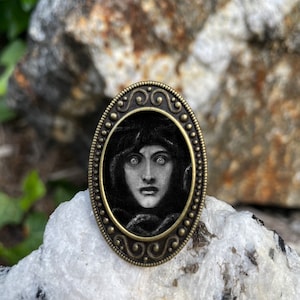 Von Stuck Medusa Antiqued Bronze Adjustable Ring Snake Lady Greek Myth Brass