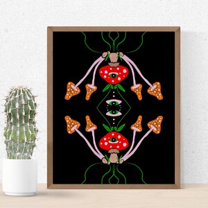 Mushroom Third Eye Art Print 8 x 10 Trippy Psychedelic Surrealism Mandala