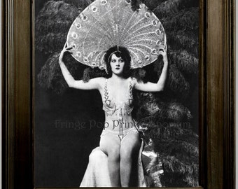 Follies Flapper Art Print 8 x 10 - Art Deco - Jazz Age - Burlesque - Dancer - 1920s - Costumed