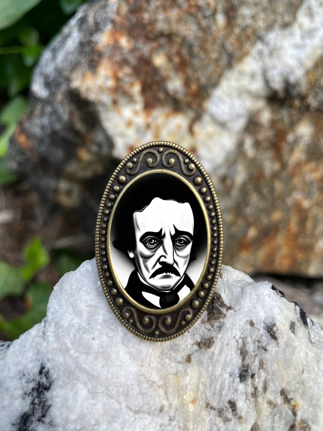 Edgar Allan Poe Antiqued Bronze Adjustable Ring Goth Spooky Etsy