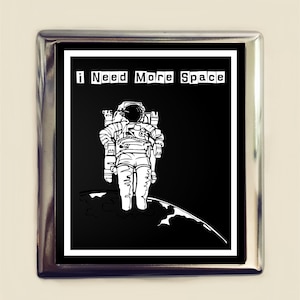 Astronaut I Need More Space Cigarette Case Business Card ID Holder Wallet Funny Outerspace Universe