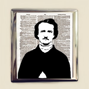 Edgar Allan Poe Cigarette Case Business Card ID Holder Pop Art Portrait Goth Literary Author The Raven