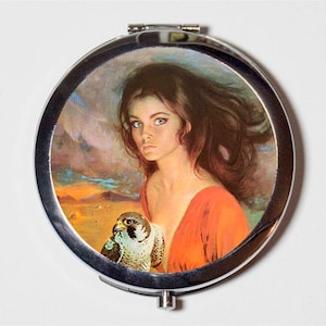 Gothic Pulp Fiction Compact Mirror - 1970s Goth Retro Kitsch Romance - Make Up Pocket Mirror for Cosmetics