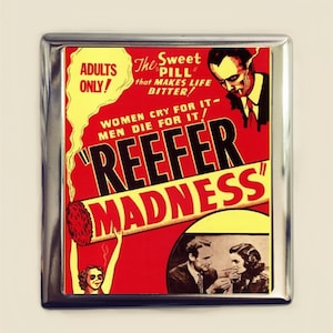 Reefer Madness Cigarette Case Business Card ID Holder Wallet Marijuana Cannabis Pot Weed Stoner Smoking Stoned B-Movie Retro