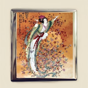 Chinese Butterfly Woman Cigarette Case Business Card ID Holder Butterflies Asian Art