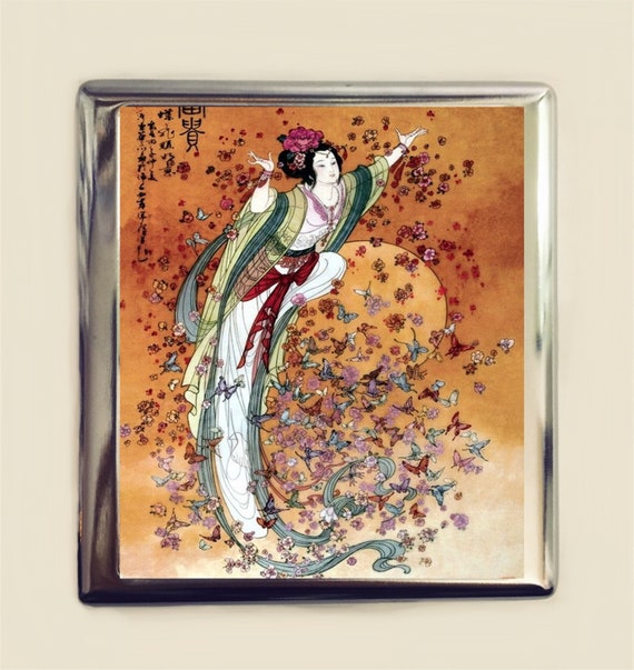 woman modern cigarette holder Mid-Century Art Cat Case Normal Size Cigarette Case Skul Style Box 20 Capacity Women and Men Perfect for Roll Your Own Cigs : Health & Household Chinese Butterfly Woman Cigarette Case