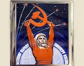 communist cigarette case Soviet Union USSR Cigarette Case Business Card ID Holder Wallet Communist  Hammer and Sickle Propaganda Russia Space Race Cosmonaut