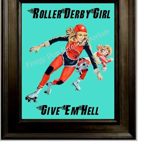 Roller Derby Print Vintage Women's League Roller Derby Etsy
