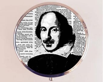 William Shakespeare Pill Box Case Pillbox Holder Trinket Box English Major Gift Play Literary Author