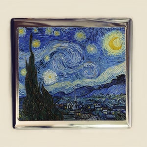 Une nuit étoilée Étui à cigarettes Porte-cartes d'identité Portefeuille Vincent Van Gogh Peinture d'art impressionniste