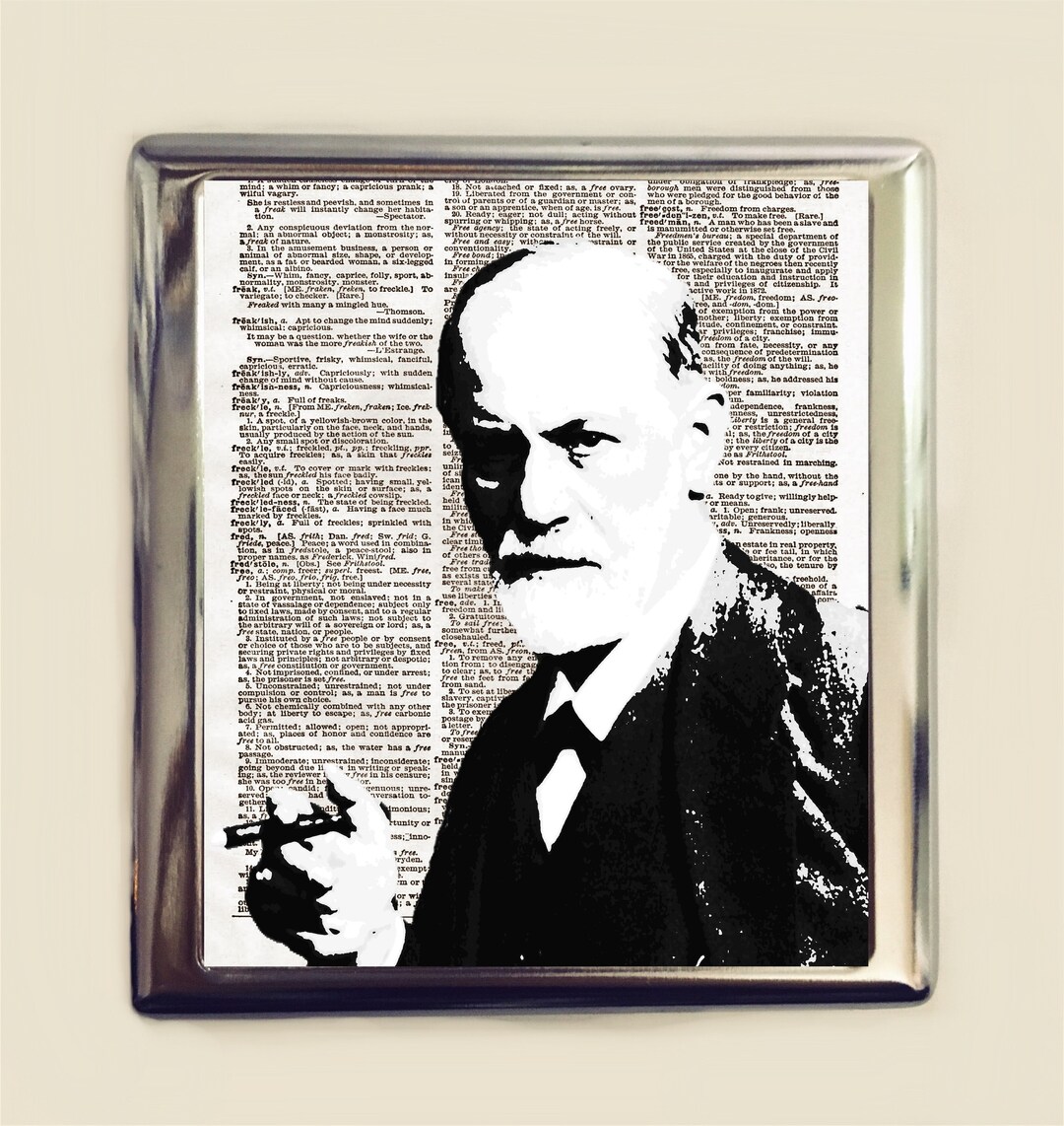 Sigmund Freud Cigarette Case Business Card ID Holder Wallet Portrait of ...