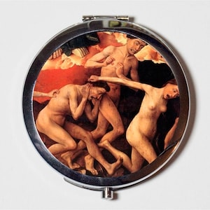 Fine Art Goth Compact Mirror - Deathly Horrors Painting - Make Up Pocket Mirror for Cosmetics