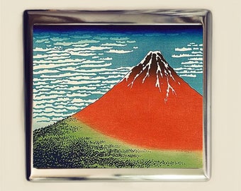 Japanese Mt. Fuji Woodblock Cigarette Case Business Card ID Holder Wallet Japan Landscape Asian Art