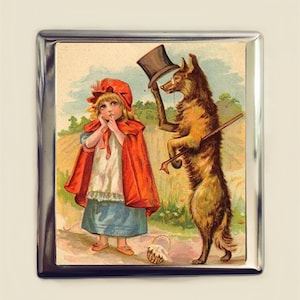 Rotkäppchen Zigarettenetui Visitenkarte Ausweishalter Brieftasche Märchenbuch Kinder Illustration Big Bad Wolf