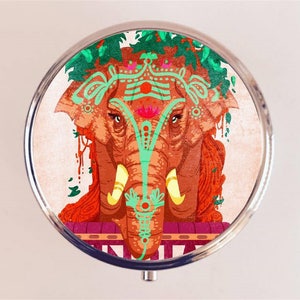 Indian Elephant Pill Box Case Pillbox Holder Trinket Spiritual Spirituality New Age Hindu