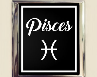 Pisces Zodiac Sign Cigarette Case Business Card ID Holder Wallet Astrology Astrological New Age Spirituality