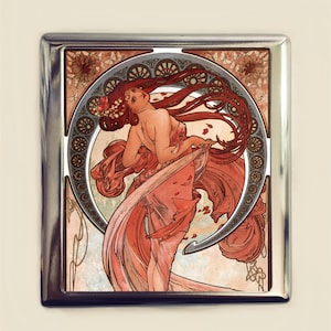 Alphonse Mucha Long Hair Cigarette Case Business Card ID Holder Art Nouveau Art Deco Art Flapper Edwardian Boho Bohemian