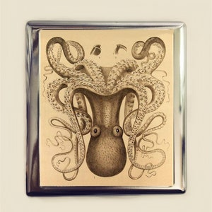 Ernst Haeckel Octopus Cigarette Case Business Card ID Holder Victorian Sea Creatures Marine Life Biology