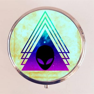 Occult Alien Pill Box Case Pillbox Holder Stash Trinket Box Trippy Psychedelic Music Festival