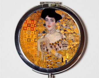 Adele Gustav Klimt Compact Mirror - Classic Fine Art Painting - Make Up Pocket Mirror for Cosmetics