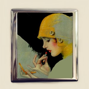 Flapper Lippenstift Zigarettenetui Visitenkarte Ausweishalter Brieftasche Art Deco Jazz Age 1920er Roaring 20s