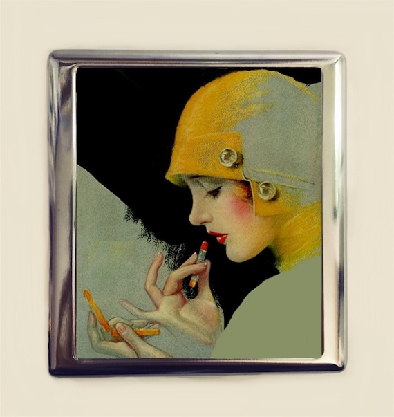 cigarette holder from the 20s Flapper Lipstick Cigarette Case Business Card ID Holder Wallet Art Deco  Jazz Age 1920s Roaring 20s