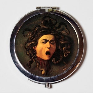 Medusa Compact Mirror - Caravaggio Greek Mythology Snakes in Hair Gorgon  - Make Up Pocket Mirror for Cosmetics