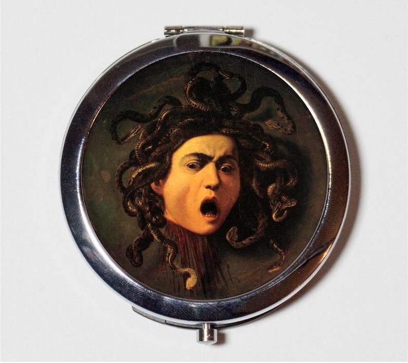 Medusa Compact Mirror Caravaggio Greek Mythology Snakes In Etsy